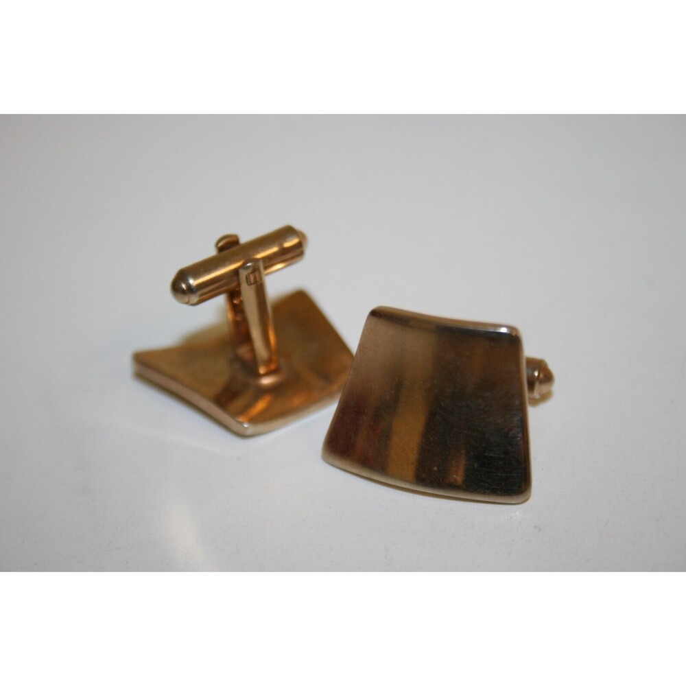 Nice Vintage Mid Century Modern Hickok Golden Brass Men's Dress Cufflinks